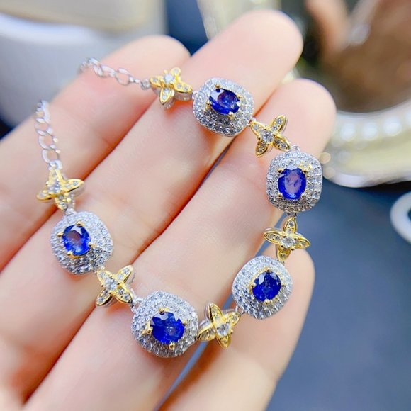 Jewelry - NEW 925 STERLING NATURAL BLUE SAPPHIRE BRACELET